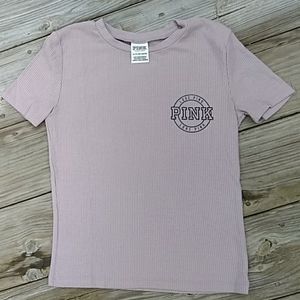 2/$18 VS PINK ribbed tee. Rosy beige. Xs